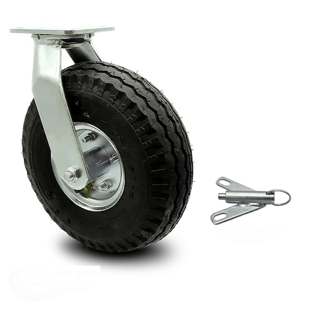 Service Caster 10 Inch Black Pneumatic Wheel Swivel Caster with Bolt Swivel Lock SCC-100S3504-PNB-BSL